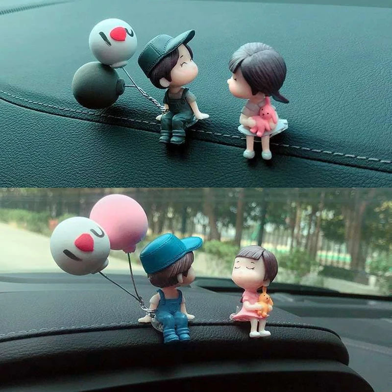Cute Couple Dashboard Figurines