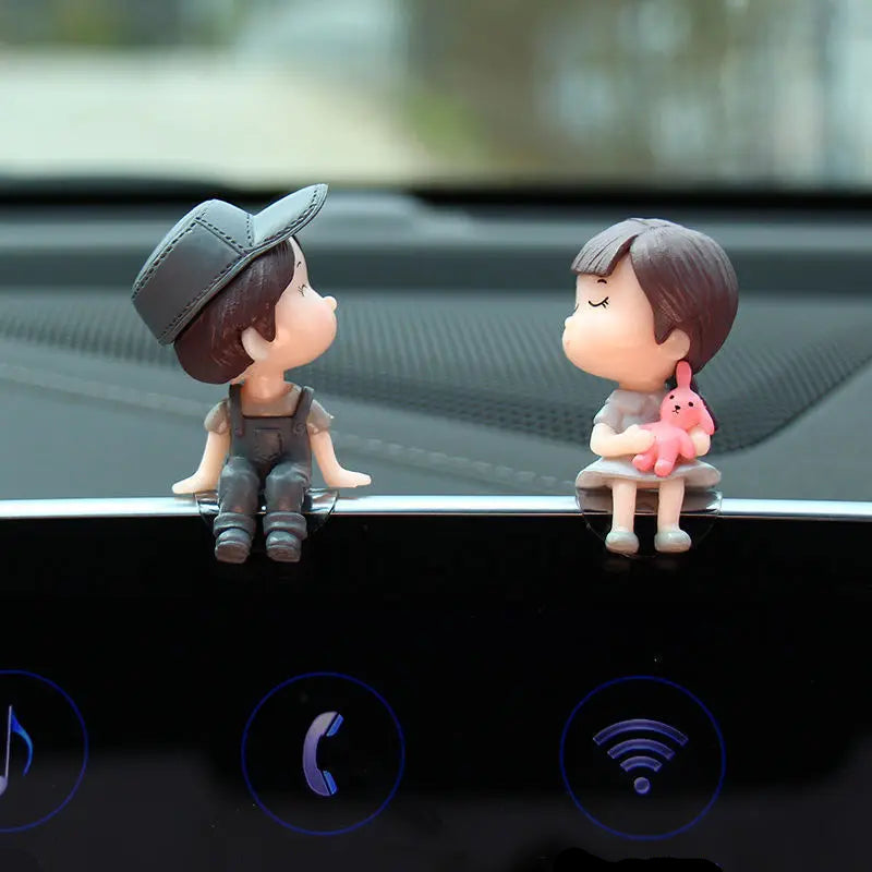 Cute Couple Dashboard Figurines