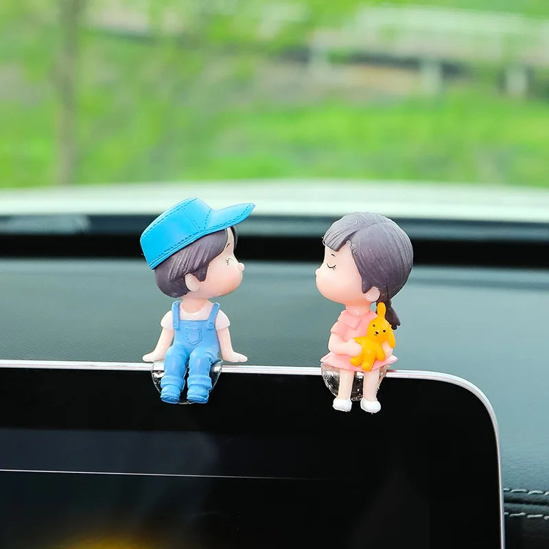 Cute Couple Dashboard Figurines