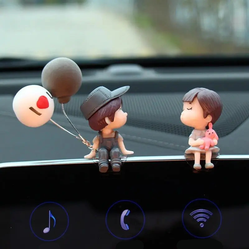 Cute Couple Dashboard Figurines