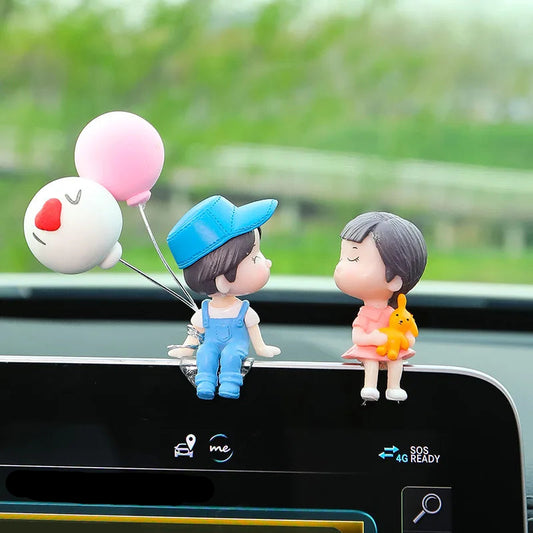 Cute Couple Dashboard Figurines